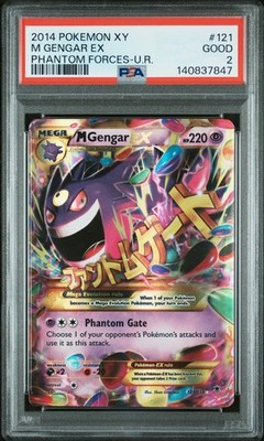 2014 POKEMON XY PHANTOM FORCES ULTRA RARE #121 M GENGAR EX PSA 2