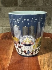 CHRISTKINDLMARKET CHICAGO 2022 BLUE Coffee Cup / MUG W/CITYSCAPE, ICE SKATERS