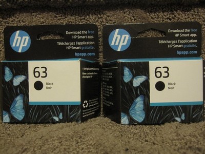 Lot of 2 HP F6U62AN Black Ink Cartridge Genuine OEM # 63 APR/2027