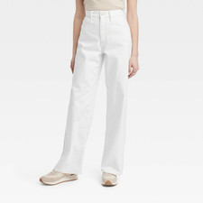 Women's High-Rise Wide Leg Jeans - Universal Thread White Size 6