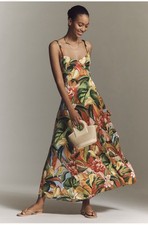 NWT Farm Rio Floral Sweetheart Maxi Dress Size Med Petite Tropical Garden MP