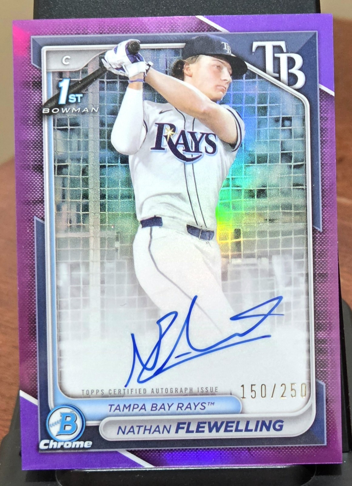 2024 Bowman Chrome Nathan Flewelling 1st Bowman Auto Purple Refractor /250 🔥