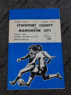 Stockport County vs Manchester City Programme 1975 Friendly Bobby Charlton