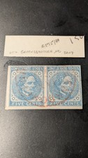 Timbre confédéré américain #7 F/VF paire d'occasion avec annulation rouge/Greenborough, NC Cancel