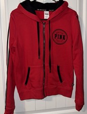 Victorias Secret Pink Zip-Up Hoodie Women  s Stripes Casual Logo Sweatshirt Y2K