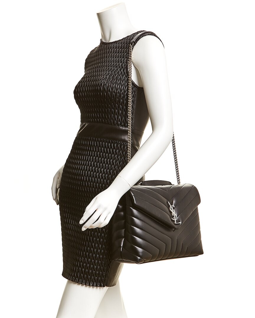 Saint Laurent Loulou Borsa a tracolla media Matelasse Y in pelle con catena da donna nera