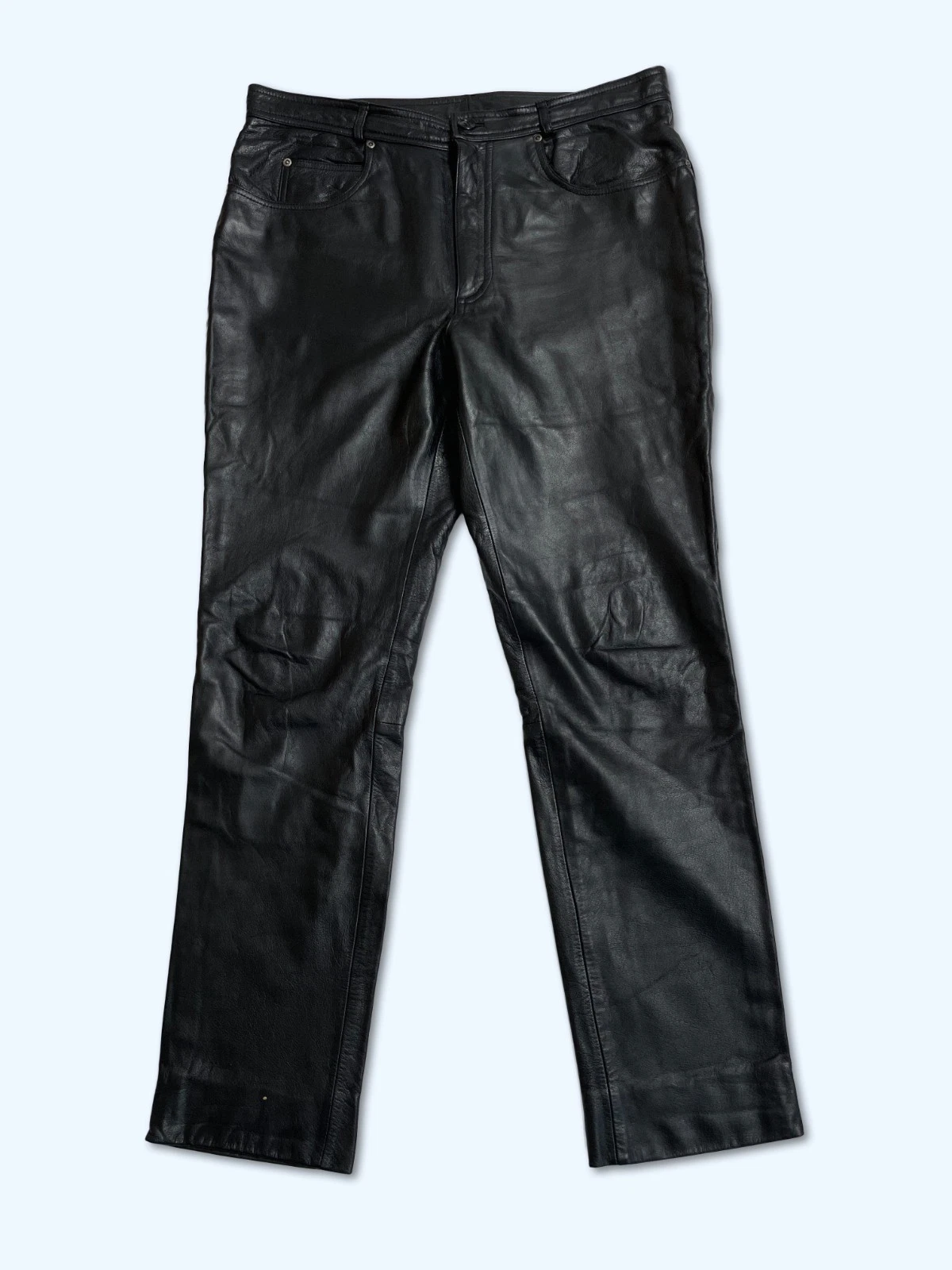 RABERG Mens 100% Genuine Leather Motorcycle Trousers Pants W35" L31" Rider Jeans