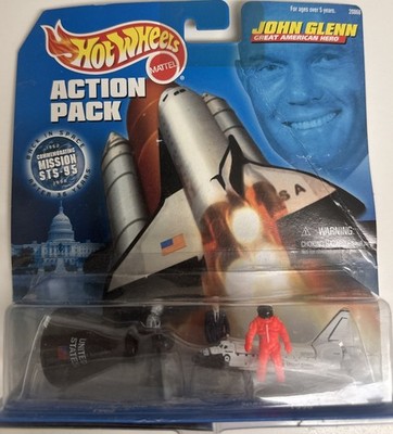 JOHN GLENN Mattel Hot Wheels diecast set Space Shuttle STS-95 Mercury NASA 1/64