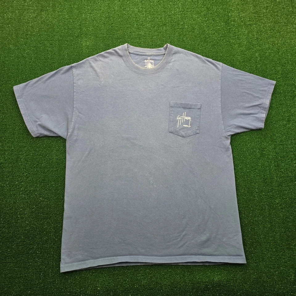 Camiseta Guy Harvey Para Hombre XL Azul Bolsillo Pesca Marlín Gráfico Estampado Informal 2006 Foto 4 de 4