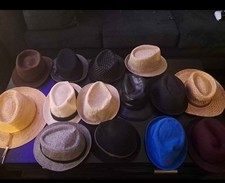 Mens Fedora Hats Lot Assorted Multicolor Soli...