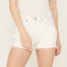 Levi's 501 Original White Tie Dye Raw Hem High Waist Cut Off Jean Shorts 28 New