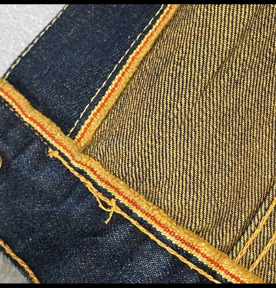 Big John Mens Dark Wash Denim Trucker Jacket Indigo Workwear L Salvaged Japan image 5