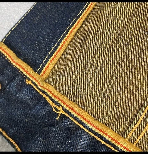Big John Mens Dark Wash Denim Trucker Jacket Indigo Workwear L Salvaged Japan image 5