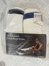 Towncraft Vintage Crew Length Striped Tube Socks 6 Pair NOS 1980  s USA Sz 10-13