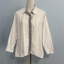 PLANET One Size Fits All Long Sleeve White Cotton Blouse Made In USA