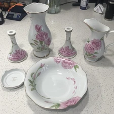 Givenchy Rose 6 Piece Set MINT Condition 1986-1988 Candlestick Holder/ Ash Tray