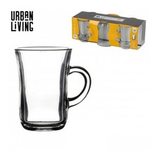 Tea Glasses with Handle Mugs 90ml Pack of 6 Clear Cups Durable Dishwasher Safe