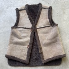 VTG Sheepskin Shearling Vest Brown Cowboy Marlboro Man Western Ranch Size M USA