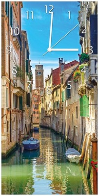 Wallario Wanduhr Urlaub Venedig  Kanal zwischen bunten Häusern Venezia Gondel