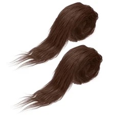 2 Pcs 59" x 2" Fluffy Plush Faux Fur Fabric Precut Strips, Brown