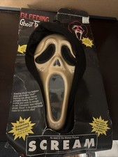 Halloween Scream Ghost Face Bleeding Mask W/ Blood Heart Pump Vtg 1997 Fun World