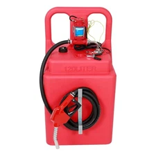 Gasoline Diesel Fuel Caddy Tank 32 Gallon with 12V 10GPM Electric Transfer Pump