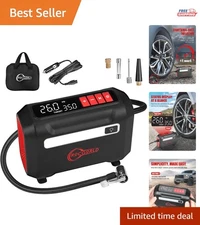 3X Faster Tire Inflator for Cars & Bikes - Compact, Durable with Dual Display