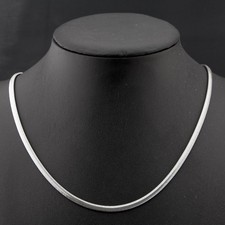 18K White Gold Filled 16 inch 3mm Italian Flat Herringbone Choker Chain Necklace
