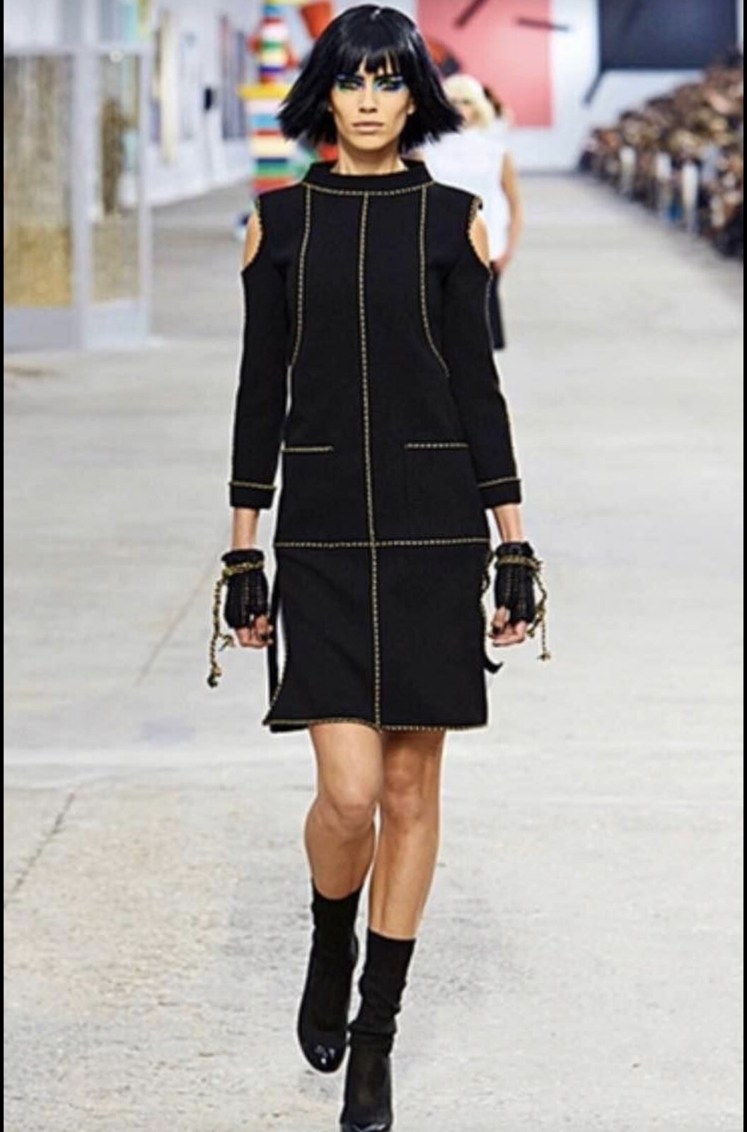 chanel sock boots black