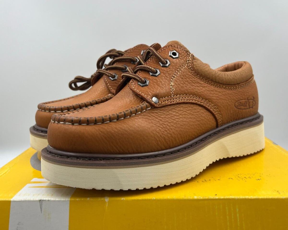 靴 WORKER MOC MEN'S WORK BOOTS MOC TOE GENUINE LEATHER LACE UP SOFT TOE
