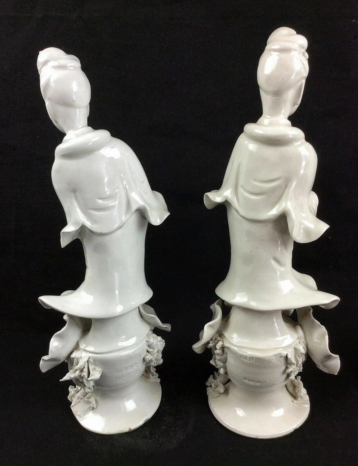 4 figuras de porcelana vintage Blanc de Chine Guan Yin años 1920 - 40 estatuas marca Foto 3 de 4