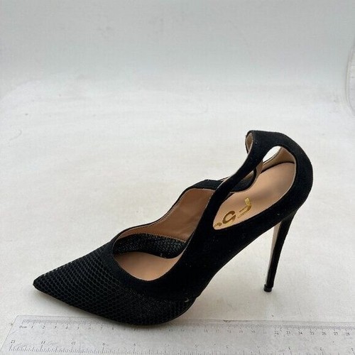 FSJ Women Peep Toe Sandals High Heel Pumps Faux Suede Cutout Stiletto Shoe Black