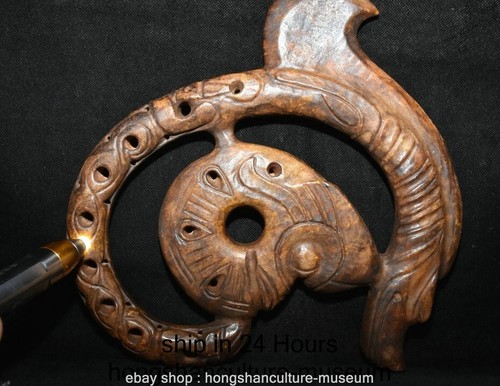 Ancien pendentif dragon vente crochet cochon en jade sculpté culture chinoise Hongshan 10,8"