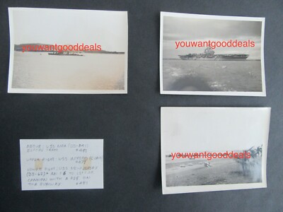 3 VINTAGE 3X4 ORIG PHOTOS USN USS INTREPID NOA NEW JERSEY F-6 P-25 AIRCRAFT
