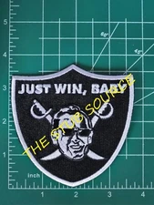 Las Vegas Raiders Al Davis Just Win Baby Shield Embroidered Iron / Sew On Patch