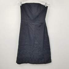 Ann Taylor Strapless Women's Black Embroidered Details Design Dress 2