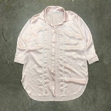VTG Christain Dior Satin Button Dress Lace Mini Spellout Pink Large Lounge Wear