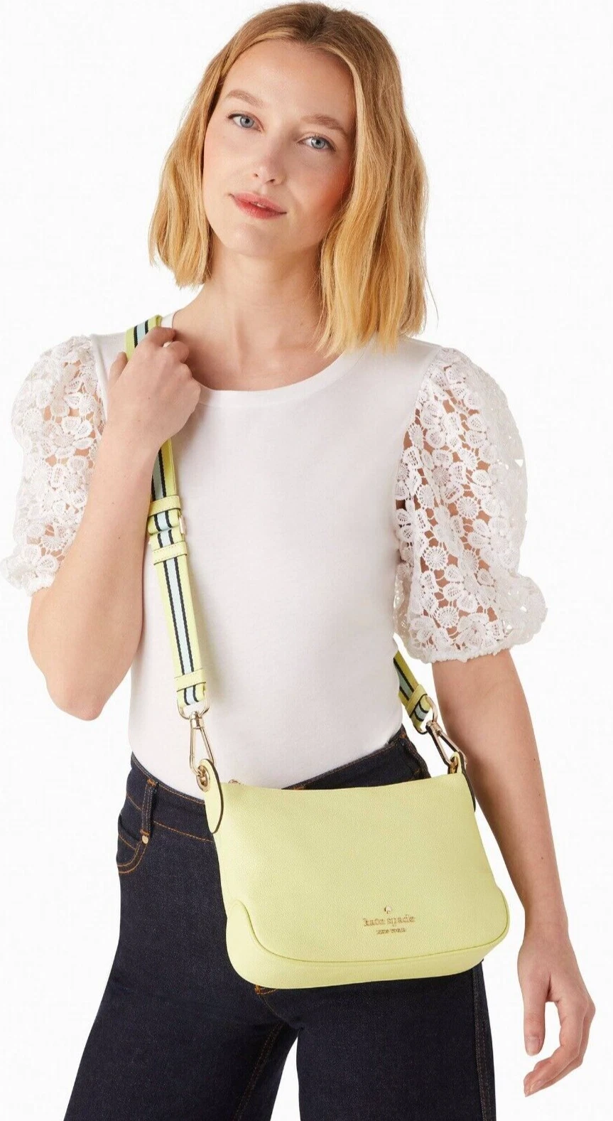 Nuova Kate Spade Rosie piccola buccia a tracolla pelle ciottolata melone