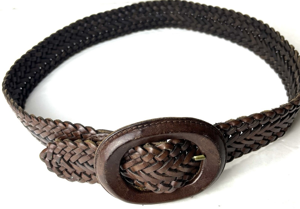 EDDIE BAUER Women’s Braided Woven Dark Brown Leather Belt M Eddie Bauer Brown Genuine Leather Woven Braided Belt Women main image 4