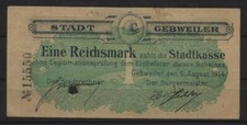 [18459] - NOTGELD GEBWEILER (dziś: Guebwiller), miasto, 1 marka, 06.08.1914, Dieß