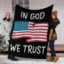 US Independence Day - American Holiday "In God We Trust" Blanket -