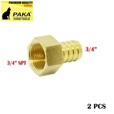 2 PC- 3/4" HOSE BARB X 3/4" FEMALE  Brass Pipe Fitting NPT Thread Gas Fuel Water
