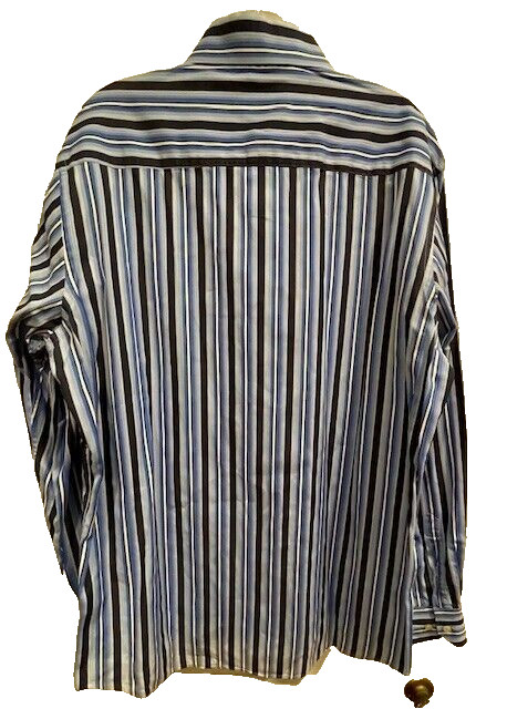 Bugatchi Uomo L Button Down Multicolor Blue Strip… - image 8