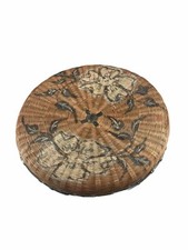 Chinese Sewing Basket Round Two Piece Serving Round Vintage Antique Flower