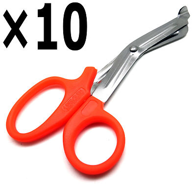 10 Pcs Orange Utility Scissors 5.5'' Multi-Purpose DIY EMS EMT Shears Tools