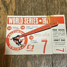 1971 World Series GM 7 Ticket Roberto Clemente HR Pirates Top Orioles⚾️