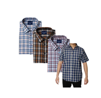 Check Short Sleeve Regular Fit Shirt with Classic Stand Up Collar (2282) - Image 1 of 4
