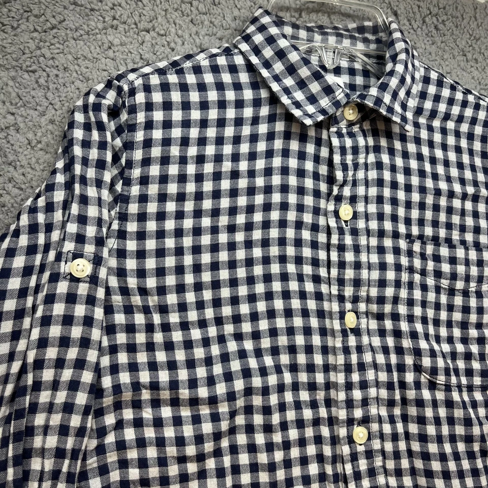 GAP Kids Boys Plaid Blue White Long Sleeve Button Down Shirt Size M (8) - Image 3 of 4