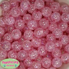 16mm Pink Acrylic Crackle Bubblegum Beads Lot 20 pc.chunky gumball