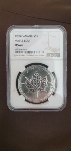 1988 Canada 5 Dollars Silver Maple Leaf MS64